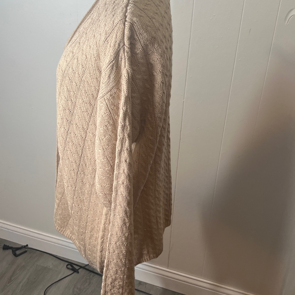 NWOT Charter Club Woven Beige  Sweater Cardigan VNeck Button Down Size Large - Picture 7 of 11